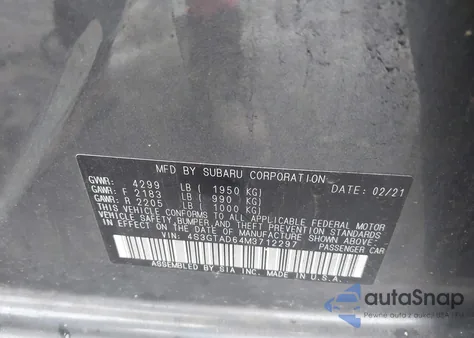 2021 Subaru Impreza Premium 5-Door z USA, uszkodzony, nr VIN 4S3GTAD64M3712297